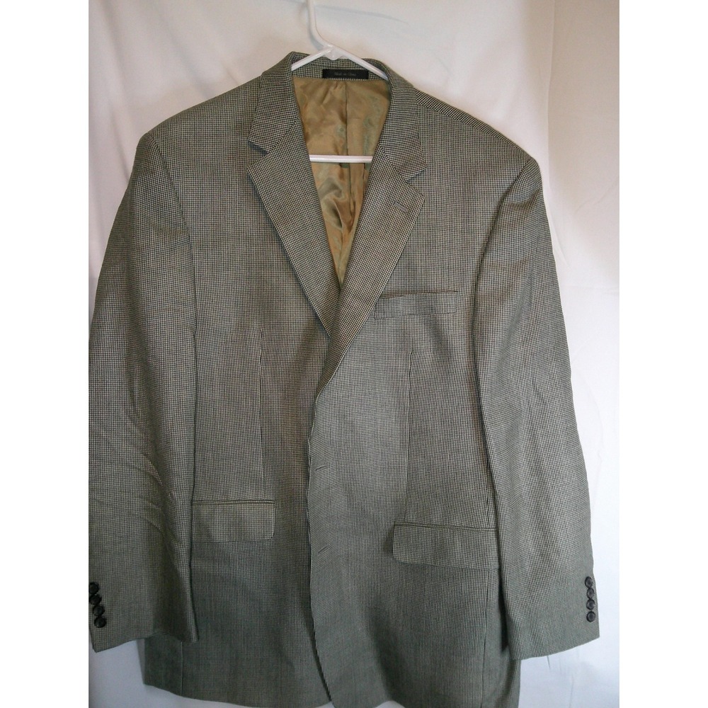 Chaps Silk Wool Blazer Sport Coat Houndstooth Patterned‎ Jacket 44L